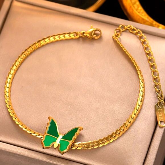18K Gold on Titanium Stainless Steel Snake Chain Tennis Bracelet on - Picture 1 of 4